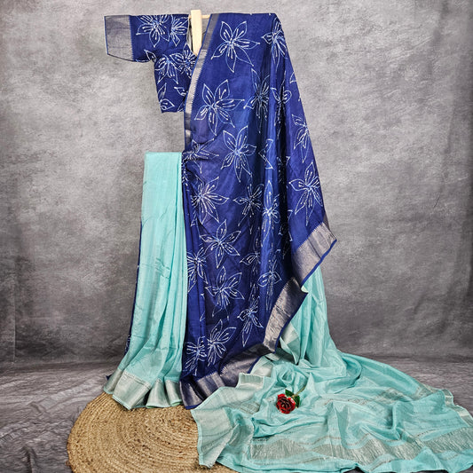 Sapphire Blue Mangalagiri Saree