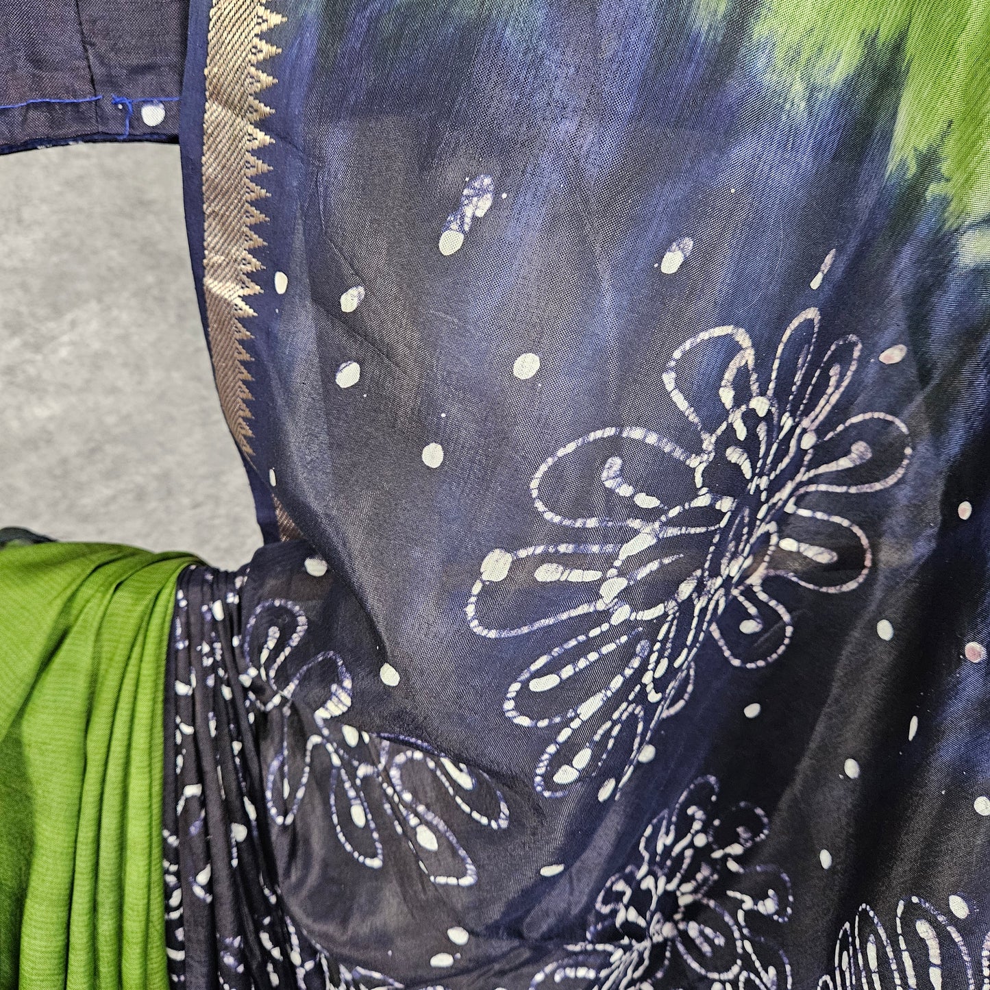 Flora Green/Blue Mangalagiri Saree