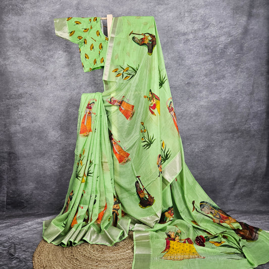 Laurel Green Mangalagiri Saree