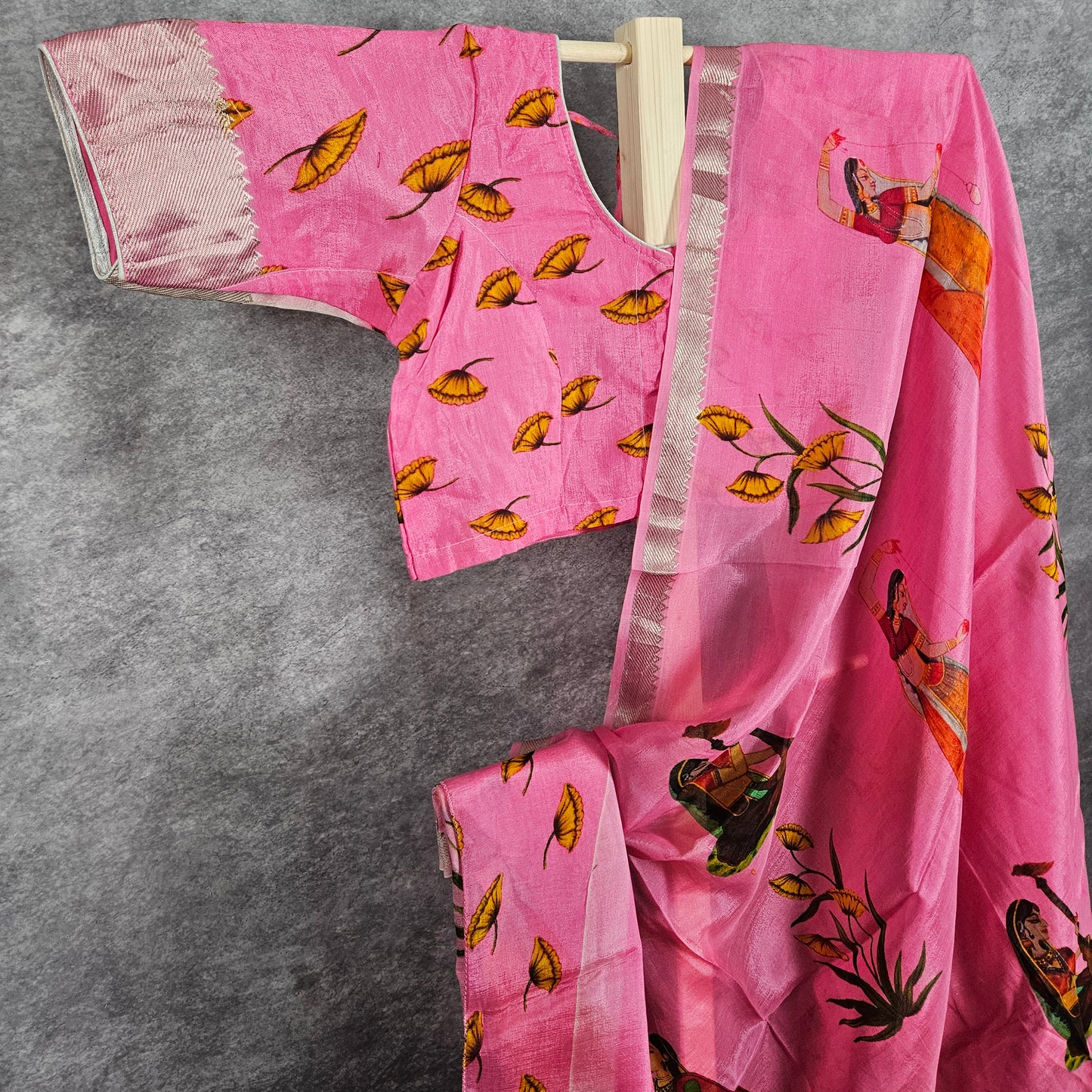 Carnation Pink Mangalagiri Saree