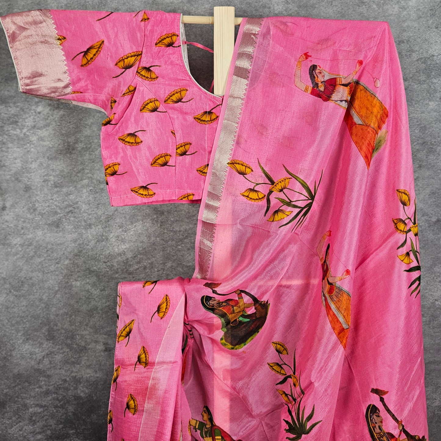 Carnation Pink Mangalagiri Saree
