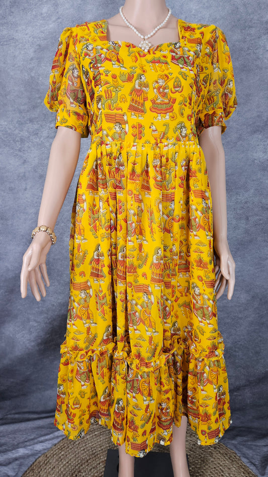 Vivid Yellow Georgette Frock