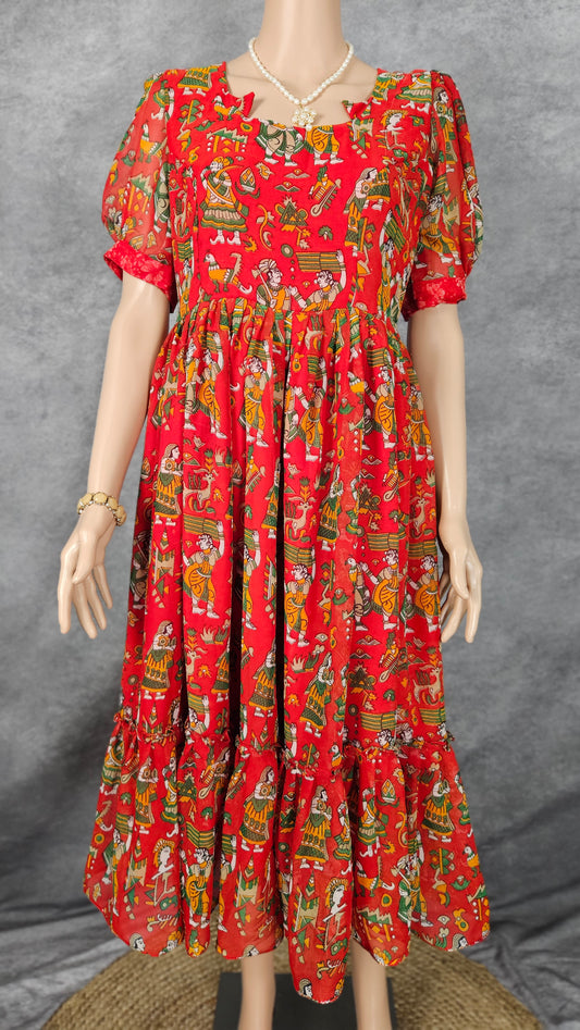 Garnet Red Georgette Frock