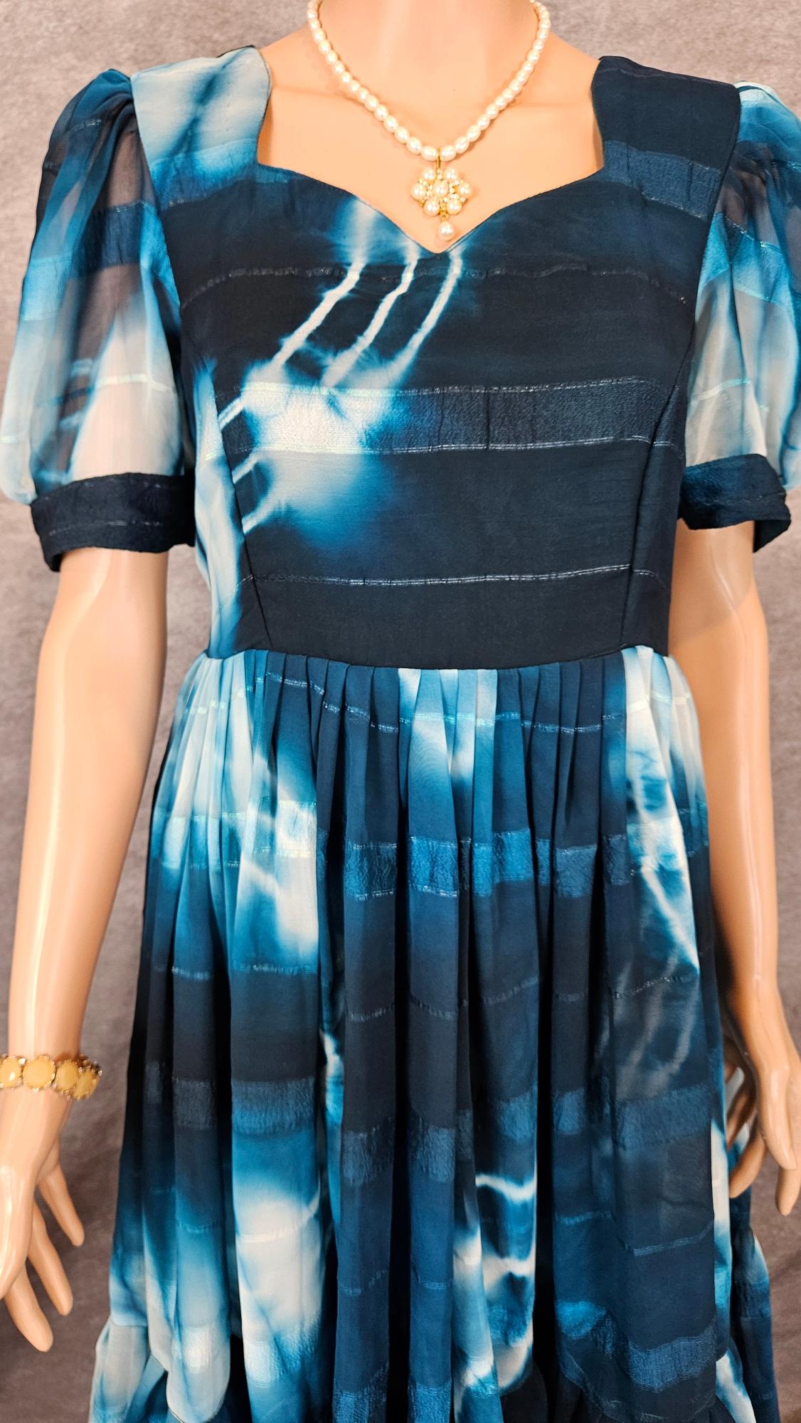 Crystal Teal Shibori Georgette Frock