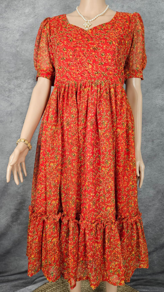 Amber Orange Georgette Frock