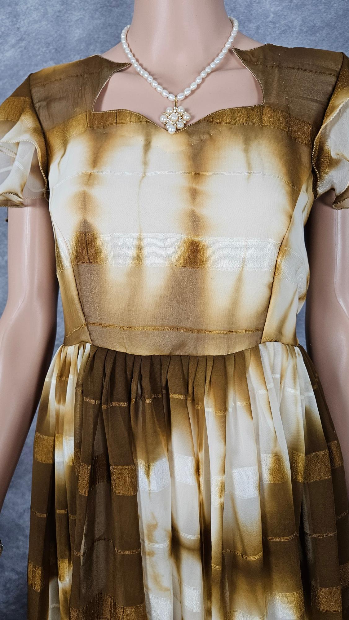 Golden Beige Shibori Georgette Frock