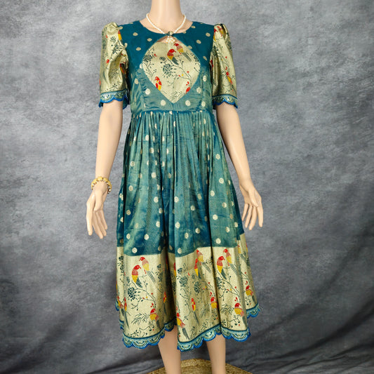 Emerald Green Paithani Frock