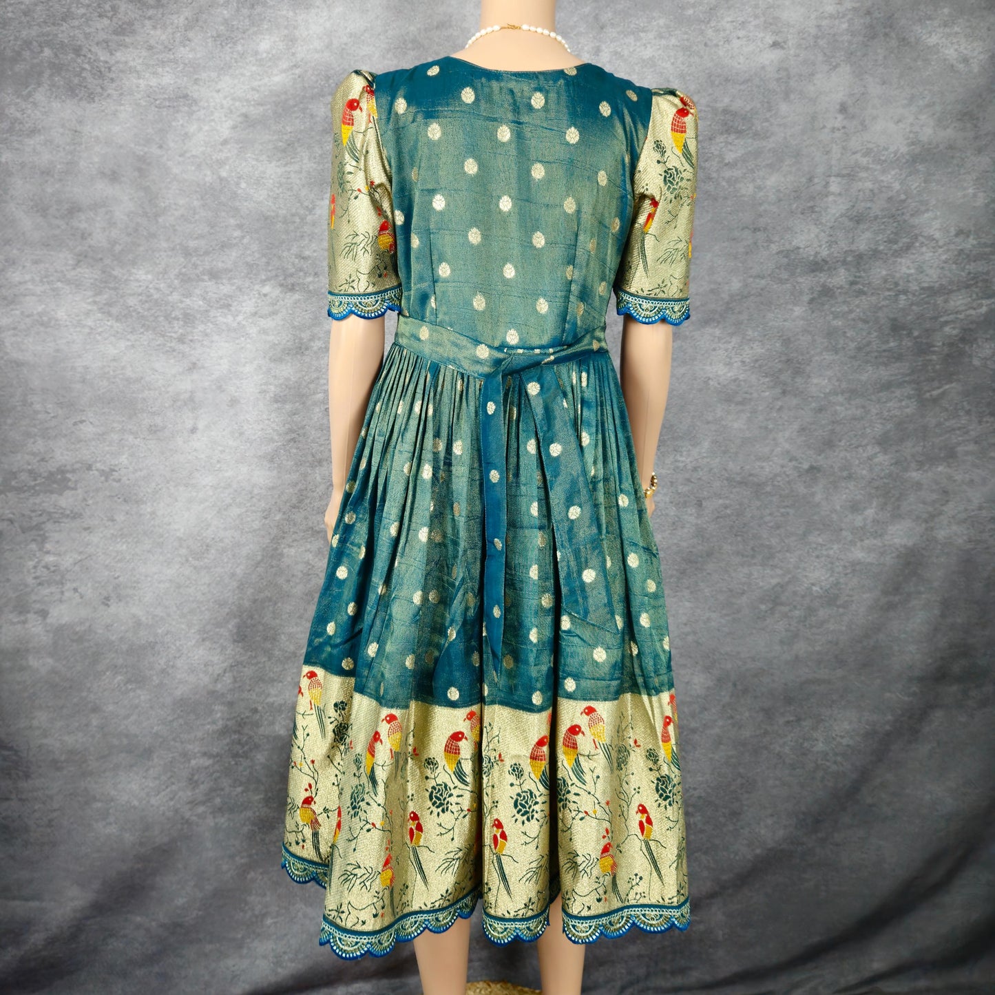 Emerald Green Paithani Frock