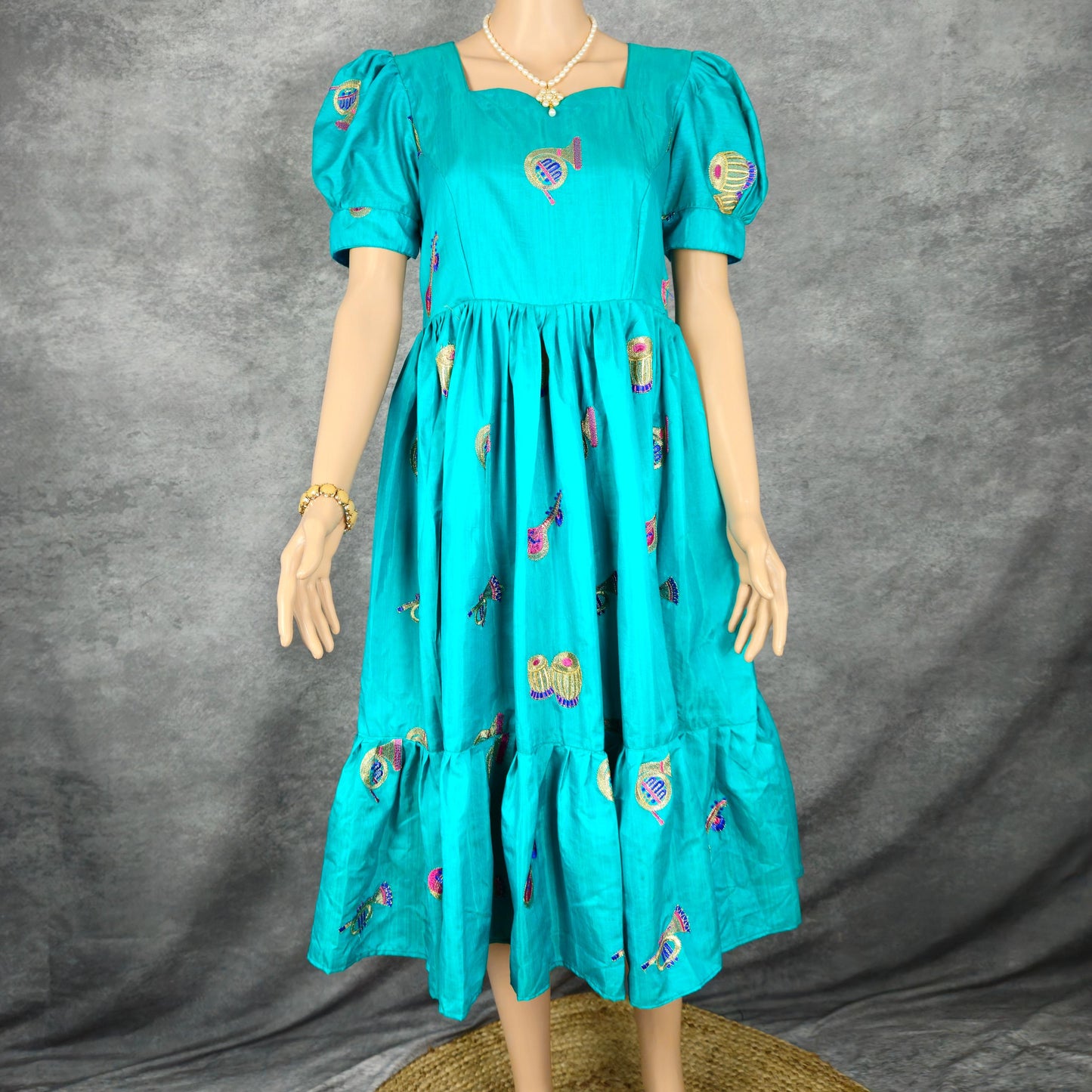 Coral Blue Paithani Frock
