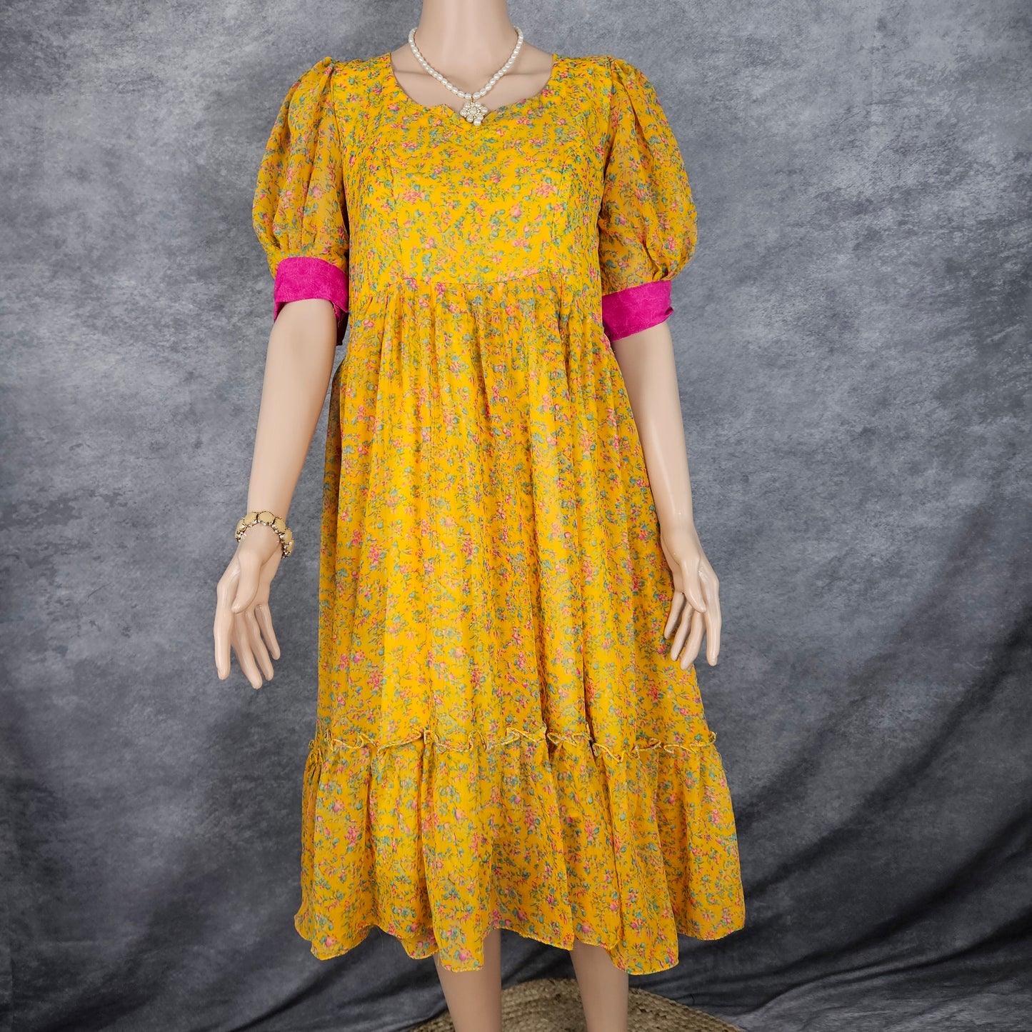 Rust Yellow Georgette Frock