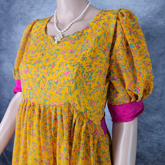 Rust Yellow Georgette Frock