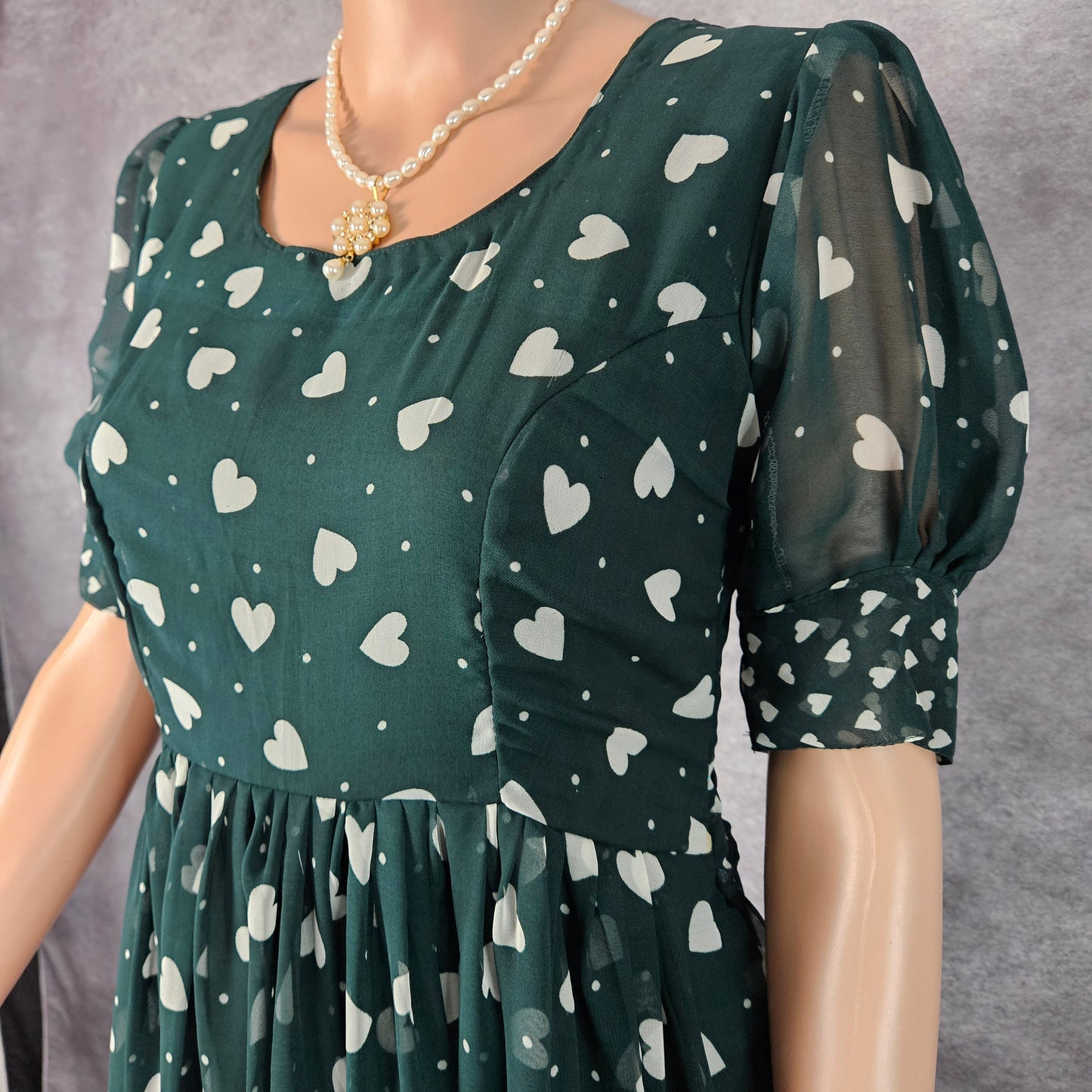 Hearted Green Georgette Frock