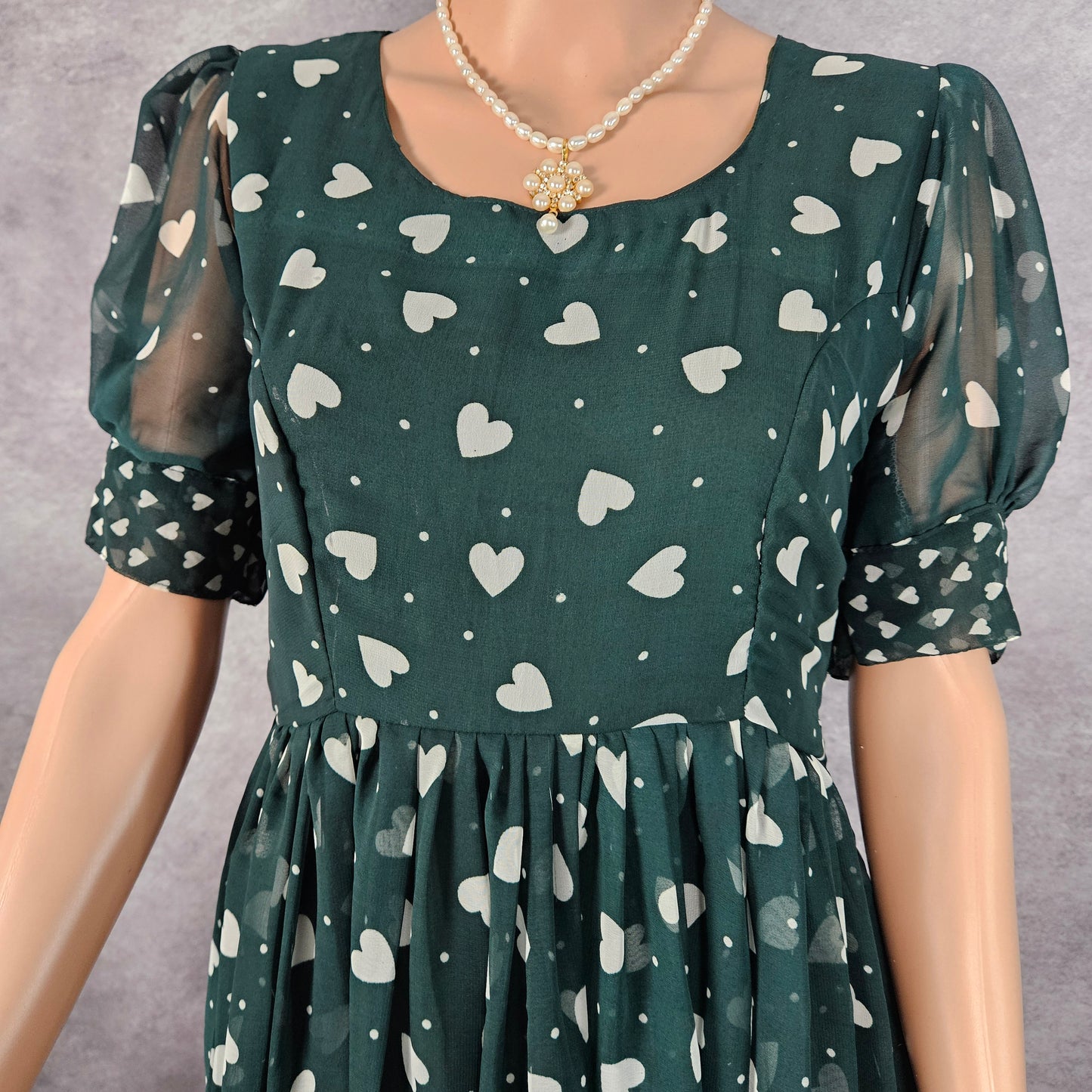 Hearted Green Georgette Frock
