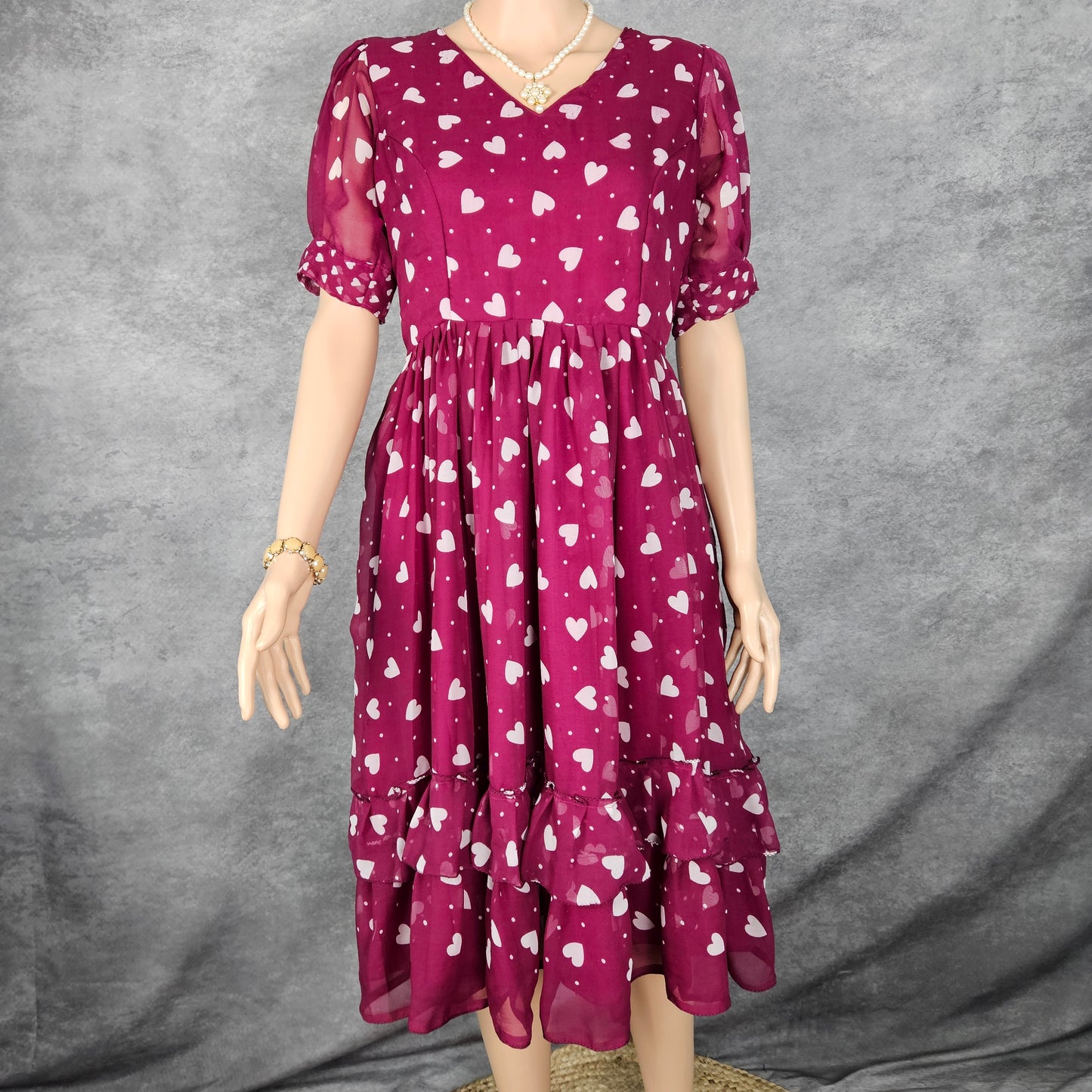 Hearted Purple Georgette Frock