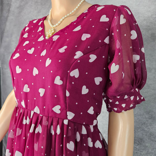 Hearted Purple Georgette Frock