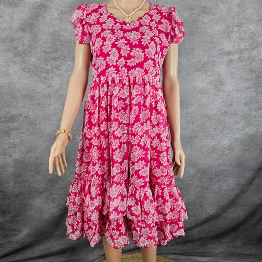 Leafy Red Georgette Frock