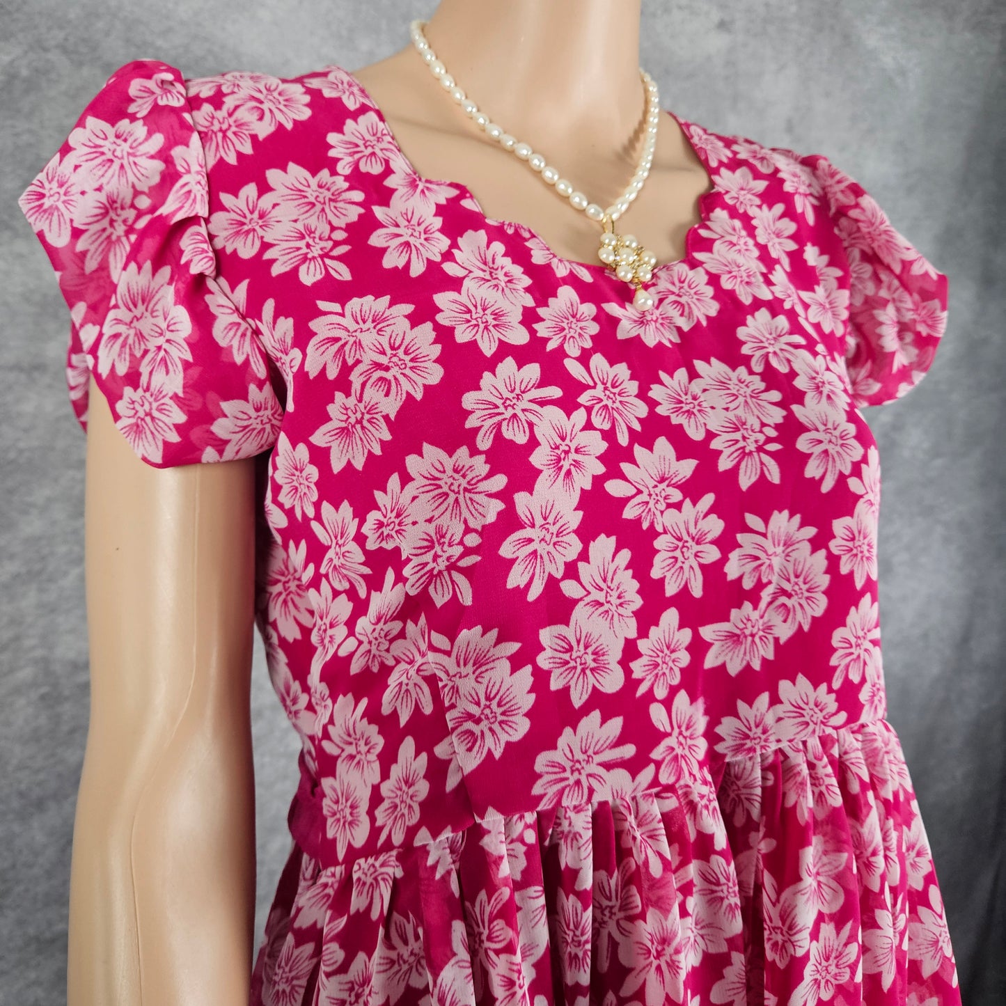 Leafy Red Georgette Frock