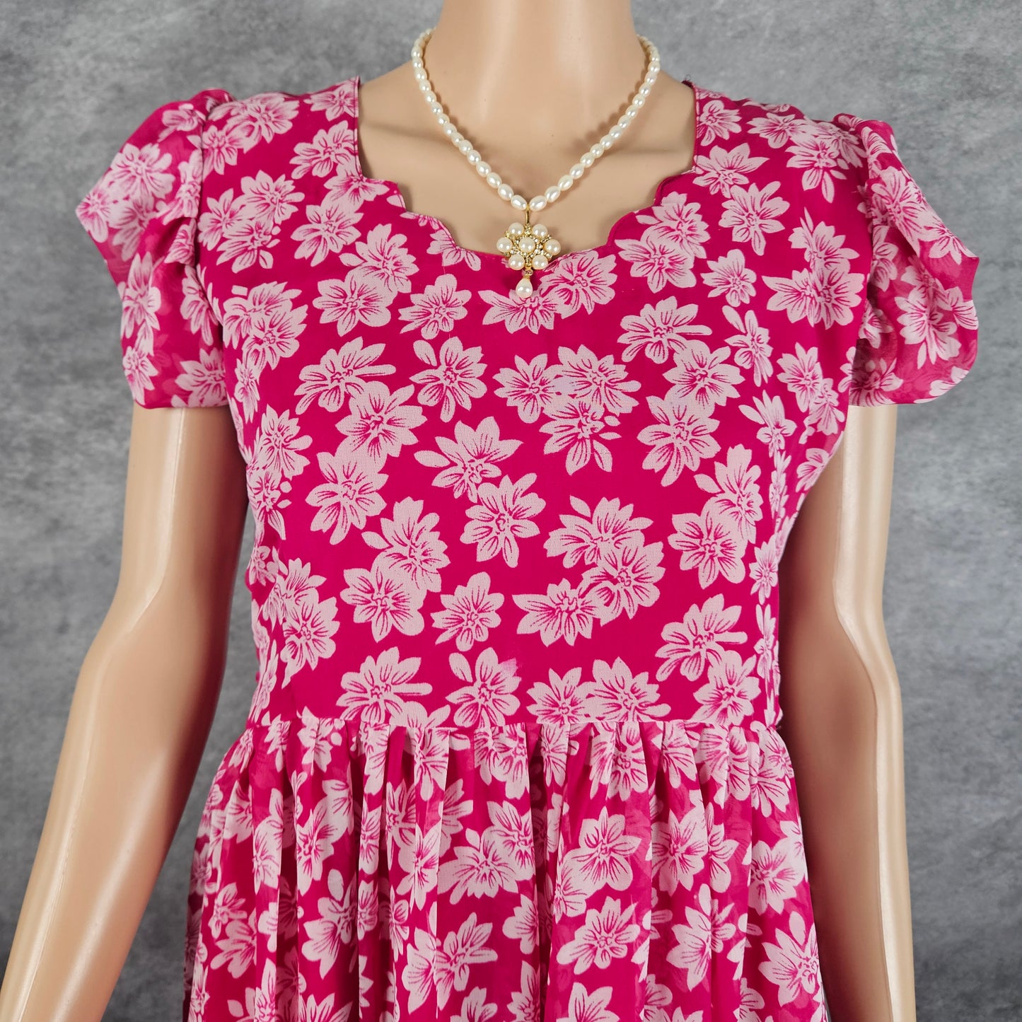 Leafy Red Georgette Frock