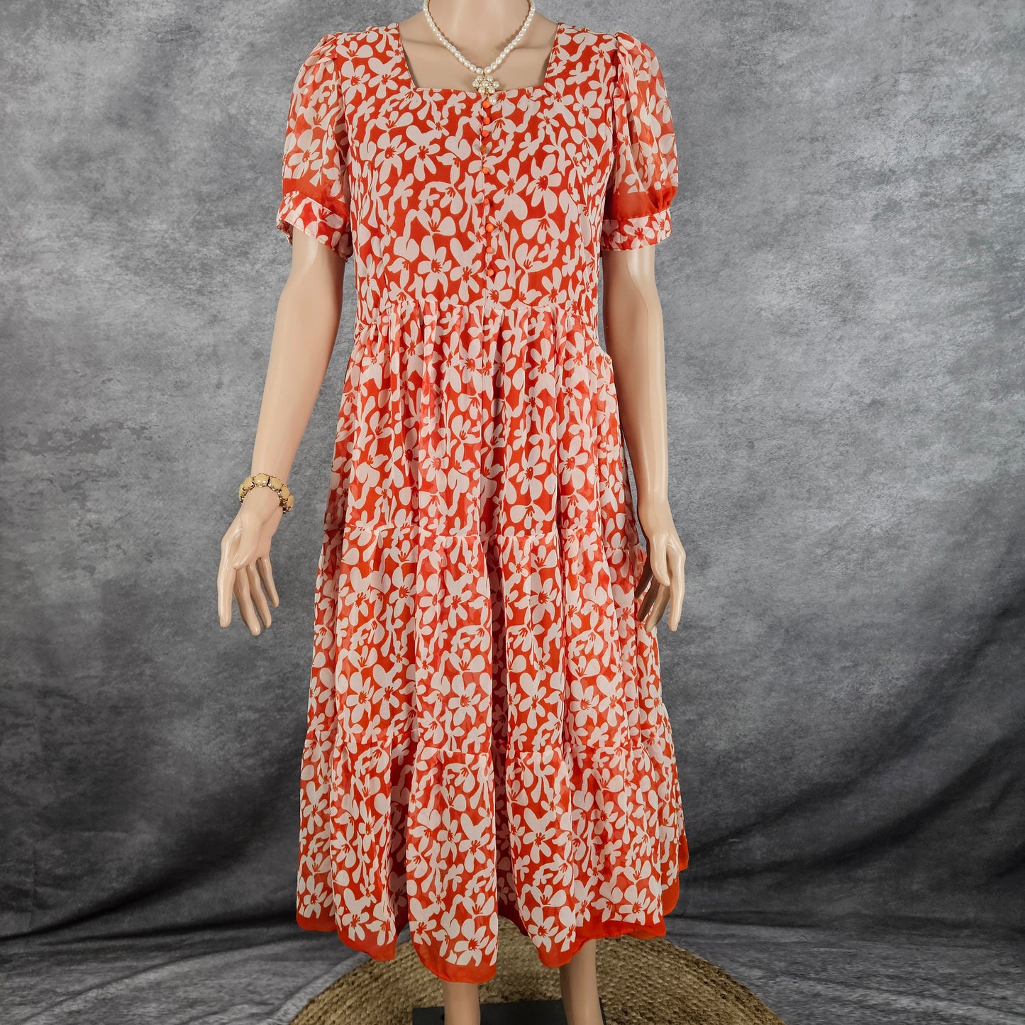 Inferno Orange Georgette Frock