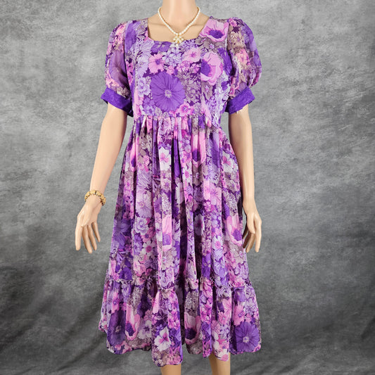 Purple Flowered Georgette Frock