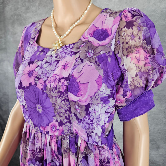 Purple Flowered Georgette Frock