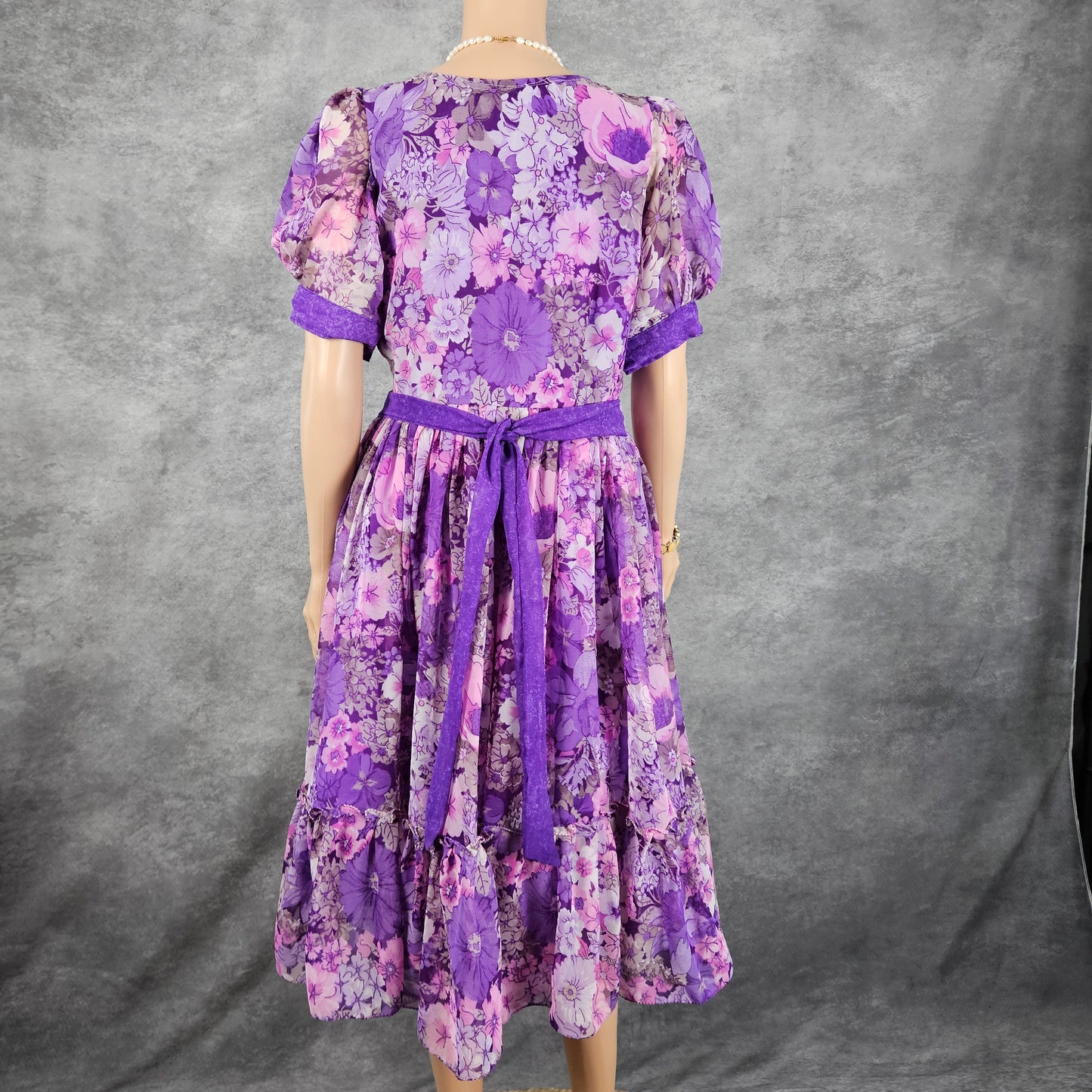 Purple Flowered Georgette Frock