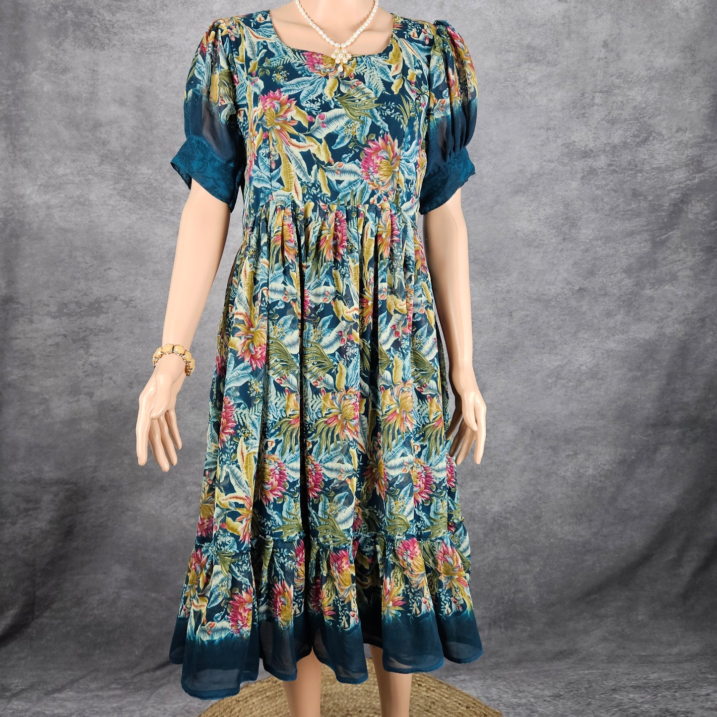 Dark Shade Teal Georgette Frock