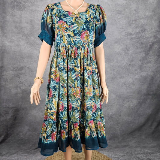 Dark Shade Teal Georgette Frock