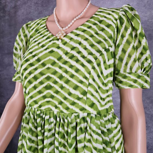 Striped Green Georgette Frock