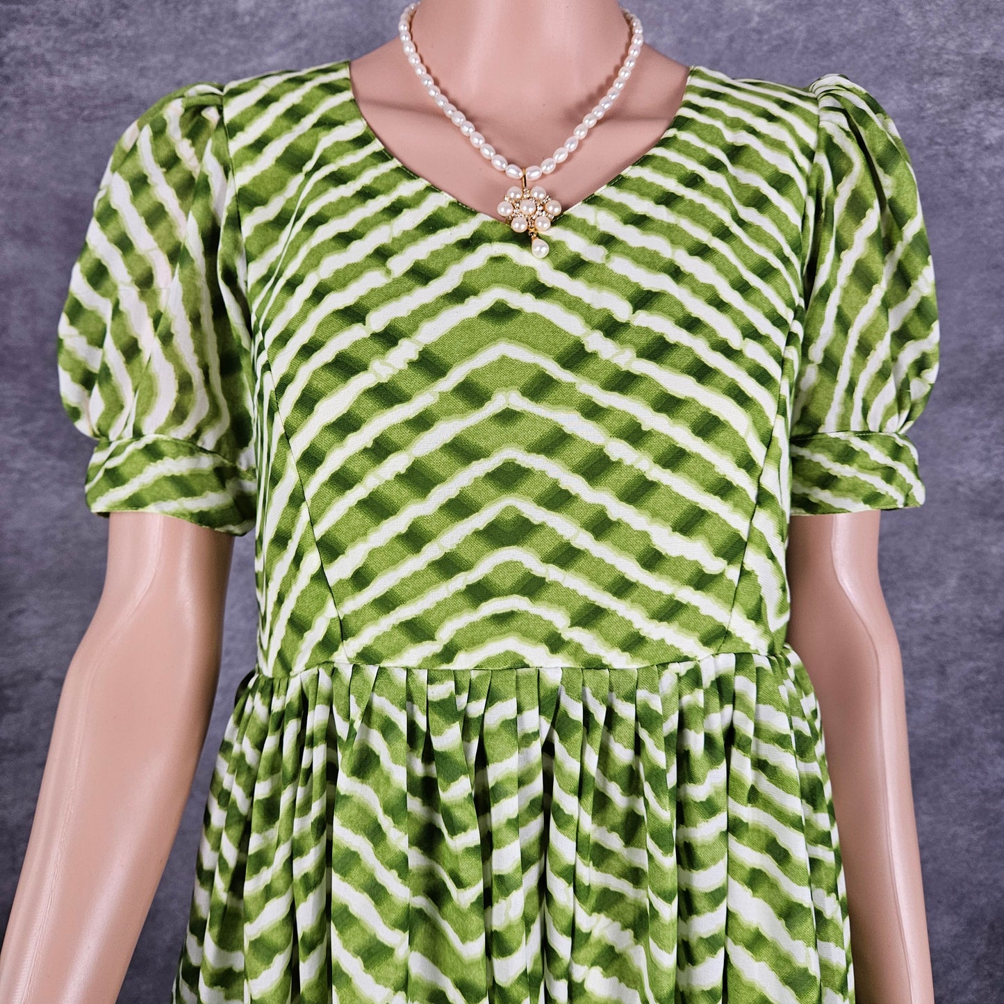 Striped Green Georgette Frock