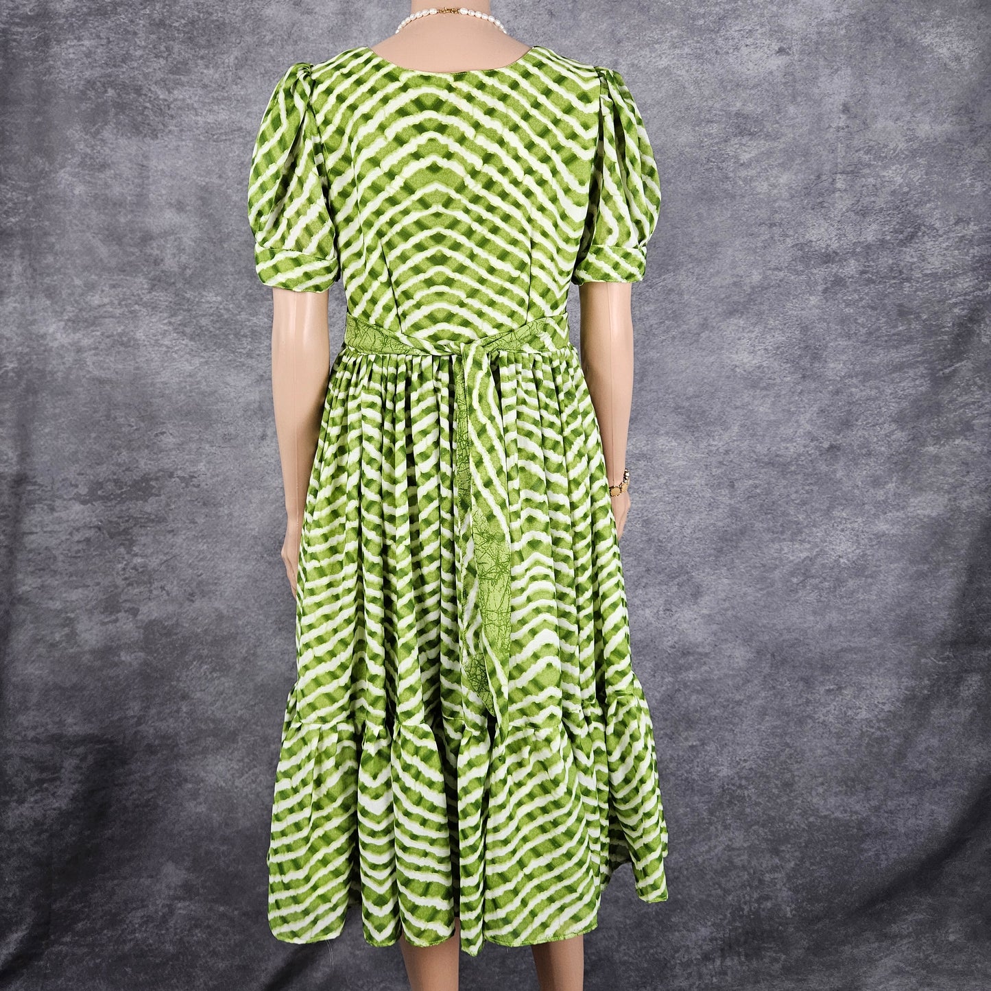 Striped Green Georgette Frock