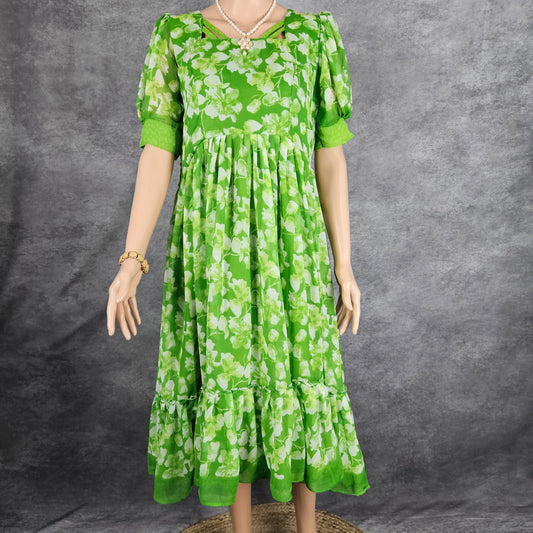 Clouded Green Georgette Frock