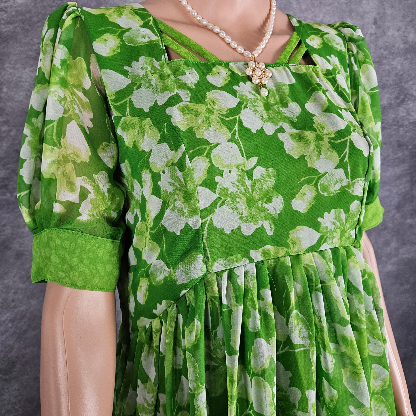 Clouded Green Georgette Frock