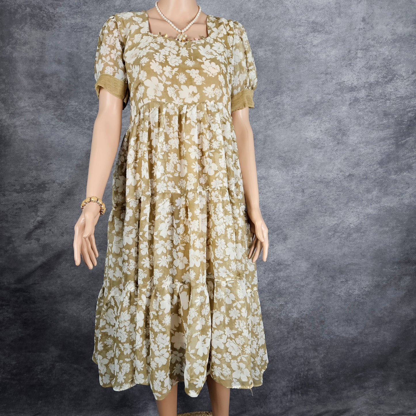 Clouded Beige Georgette Frock