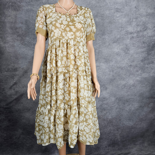 Clouded Beige Georgette Frock
