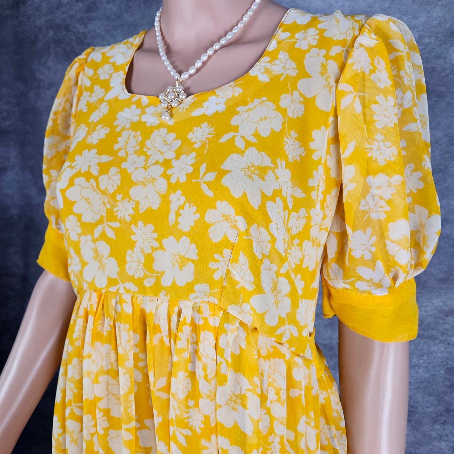 Flowered Yellow Georgette Frock