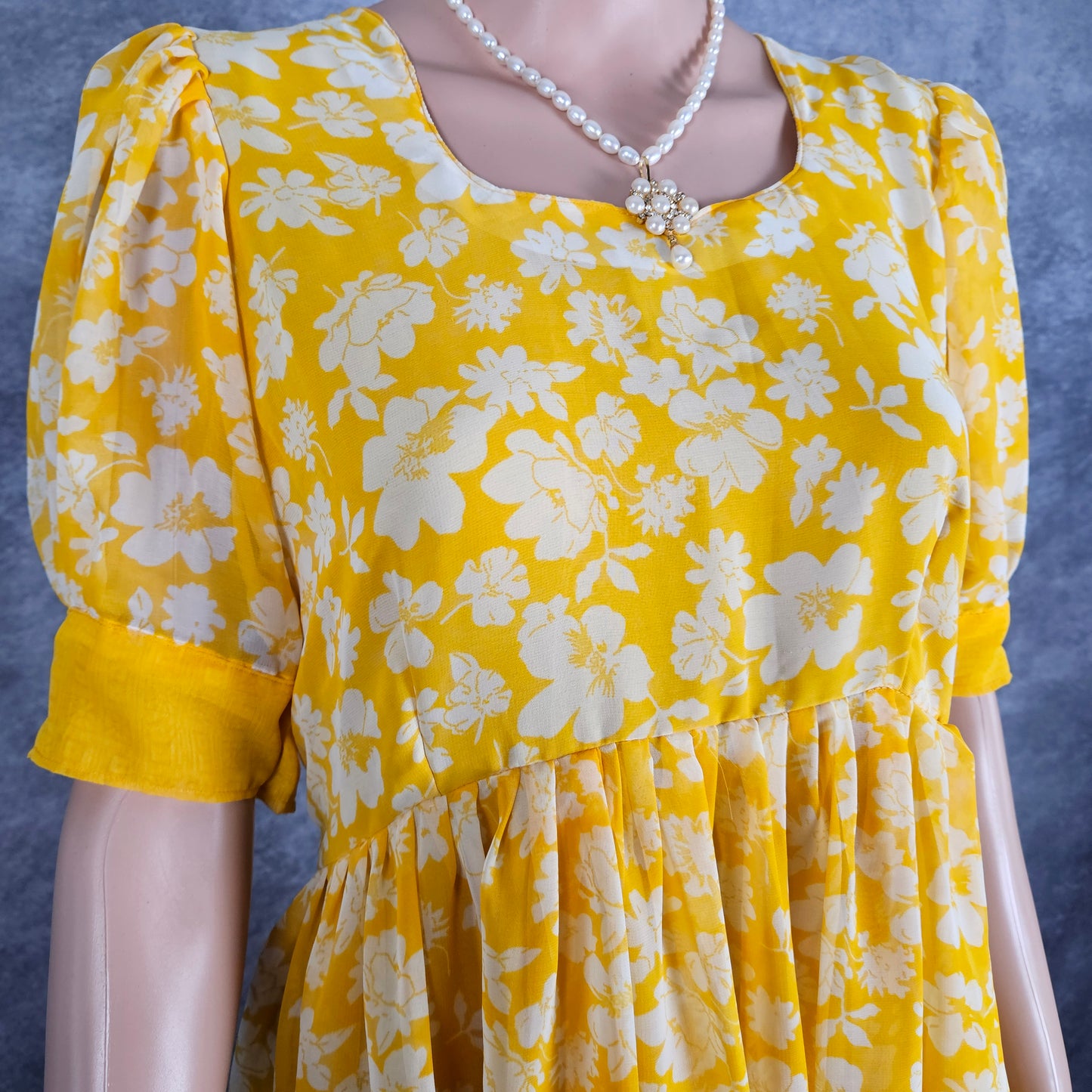 Flowered Yellow Georgette Frock