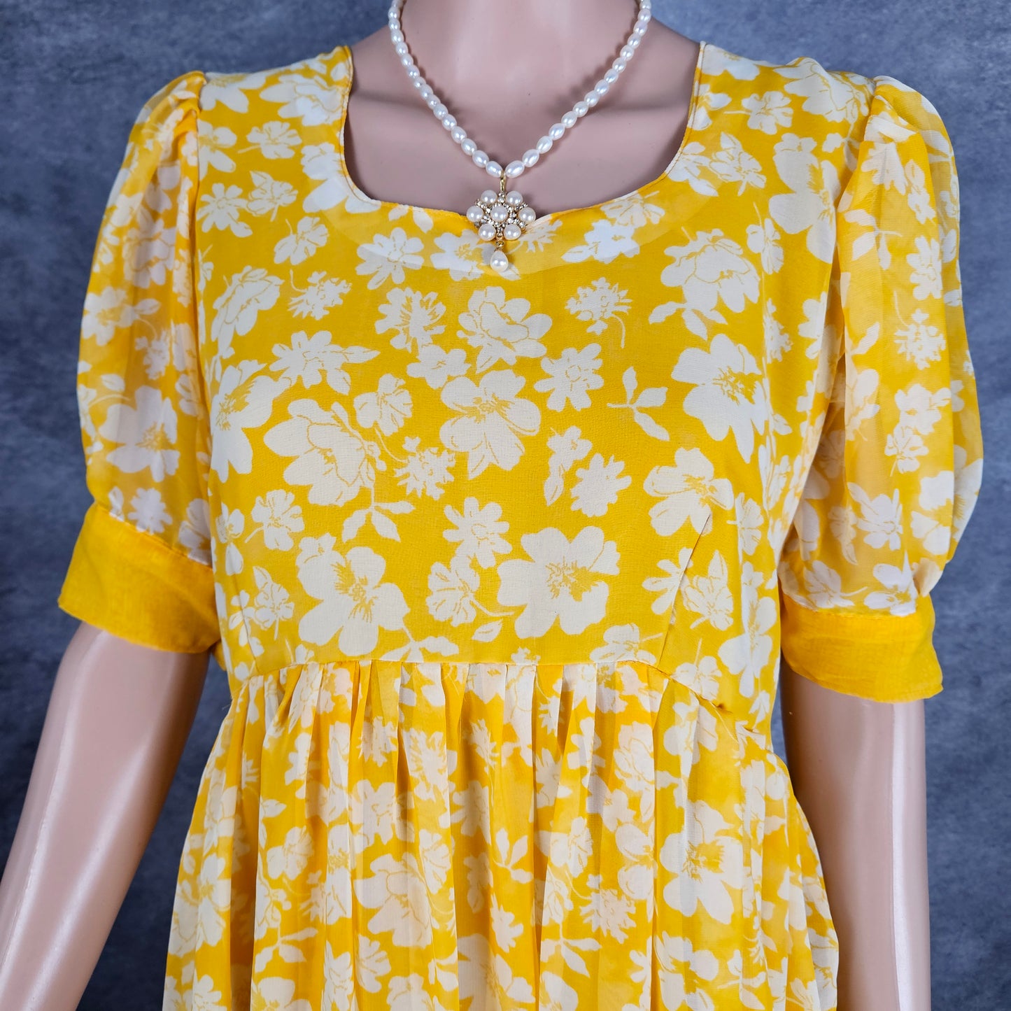 Flowered Yellow Georgette Frock