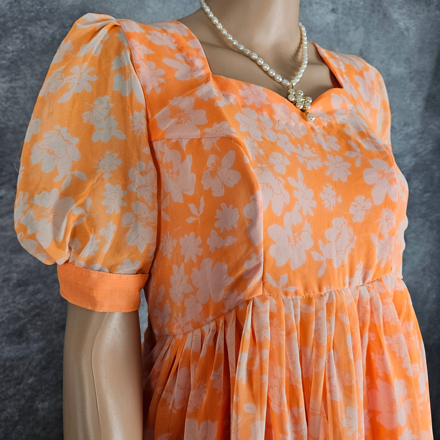 Flowered Orange Georgette Frock
