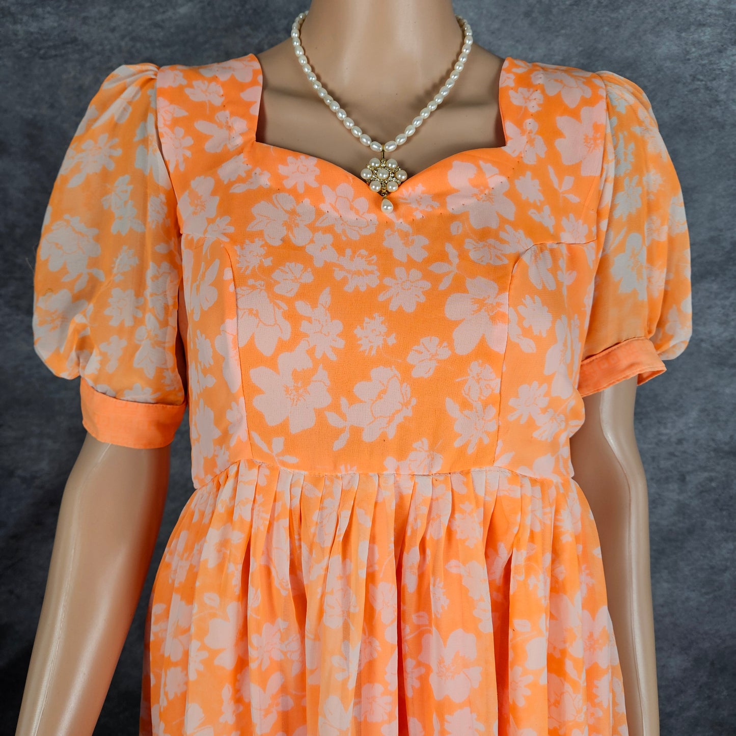 Flowered Orange Georgette Frock