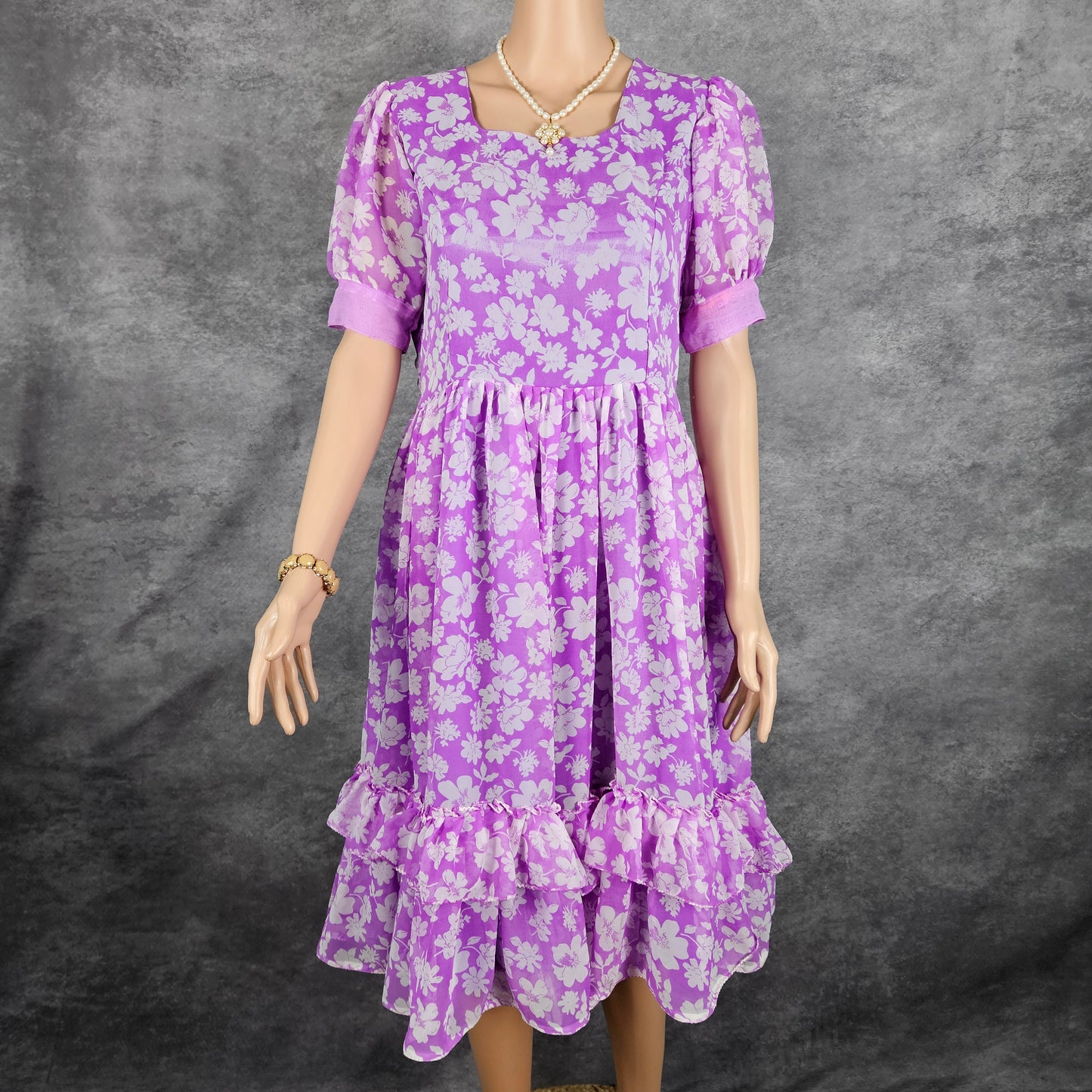 Flowered Violet Georgette Frock