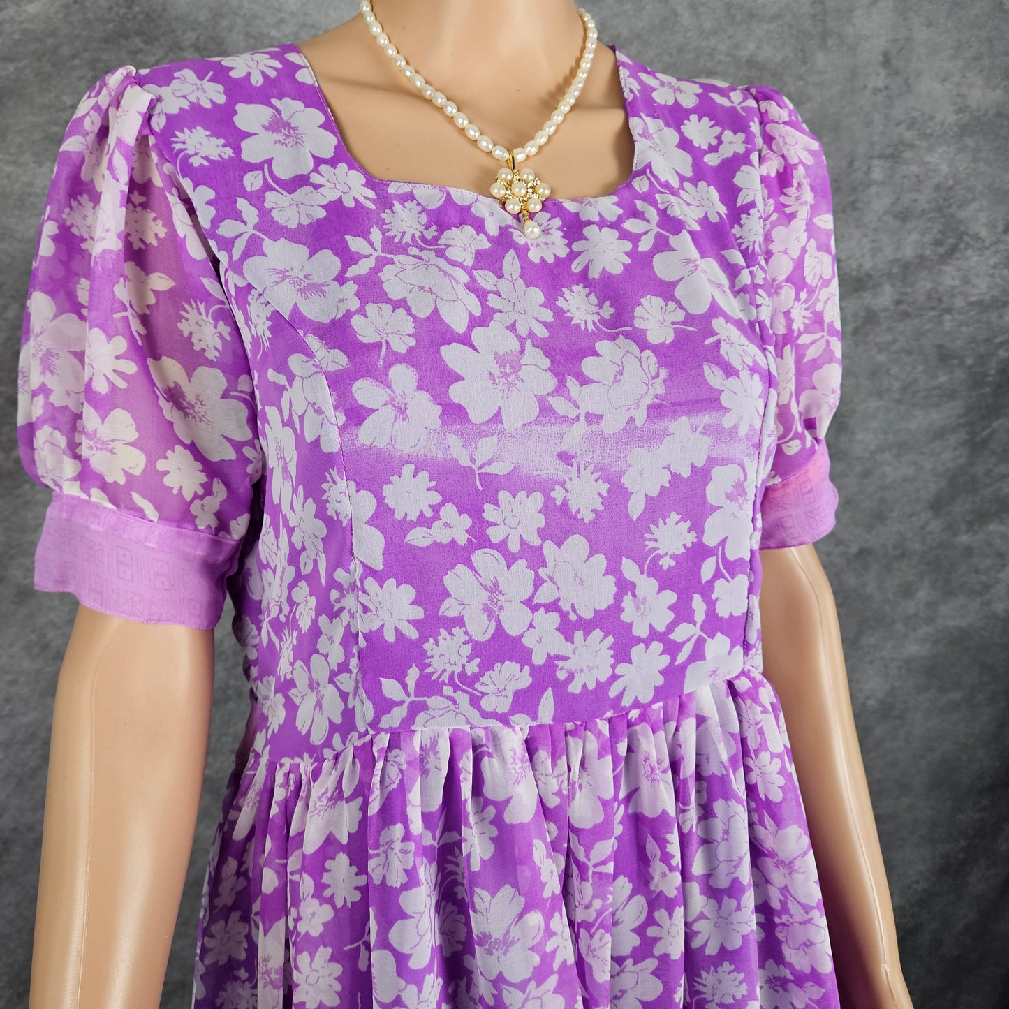 Flowered Violet Georgette Frock