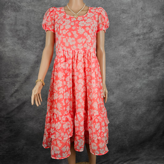 Red Lilly Georgette Frock