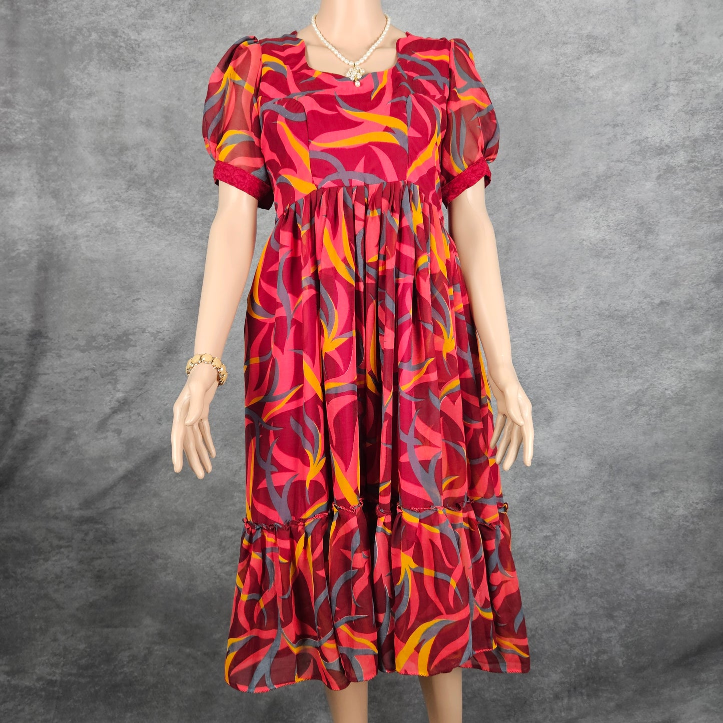 Clustered Pink Georgette Frock