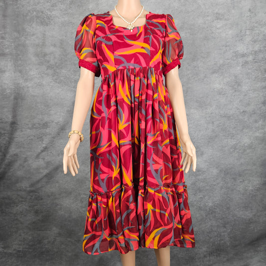 Clustered Pink Georgette Frock