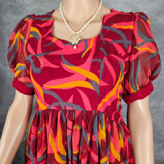 Clustered Pink Georgette Frock