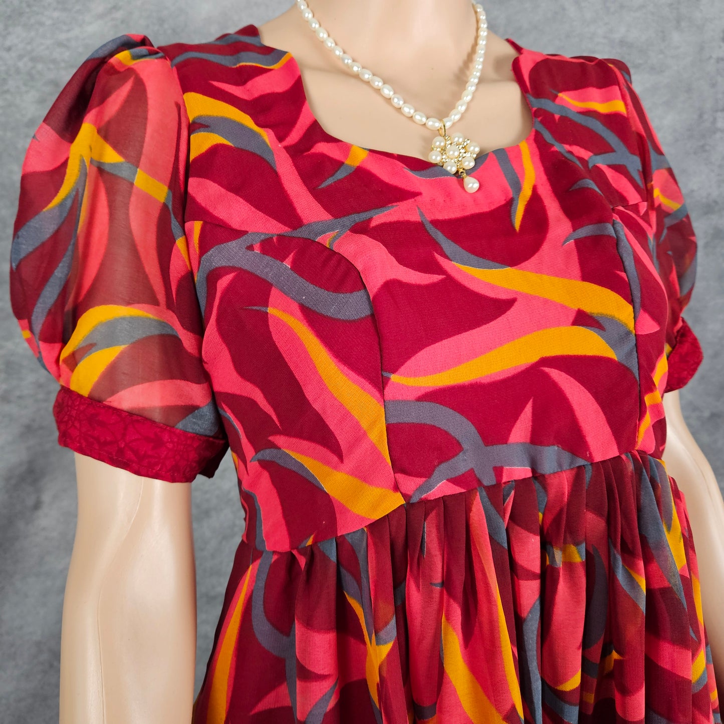 Clustered Pink Georgette Frock