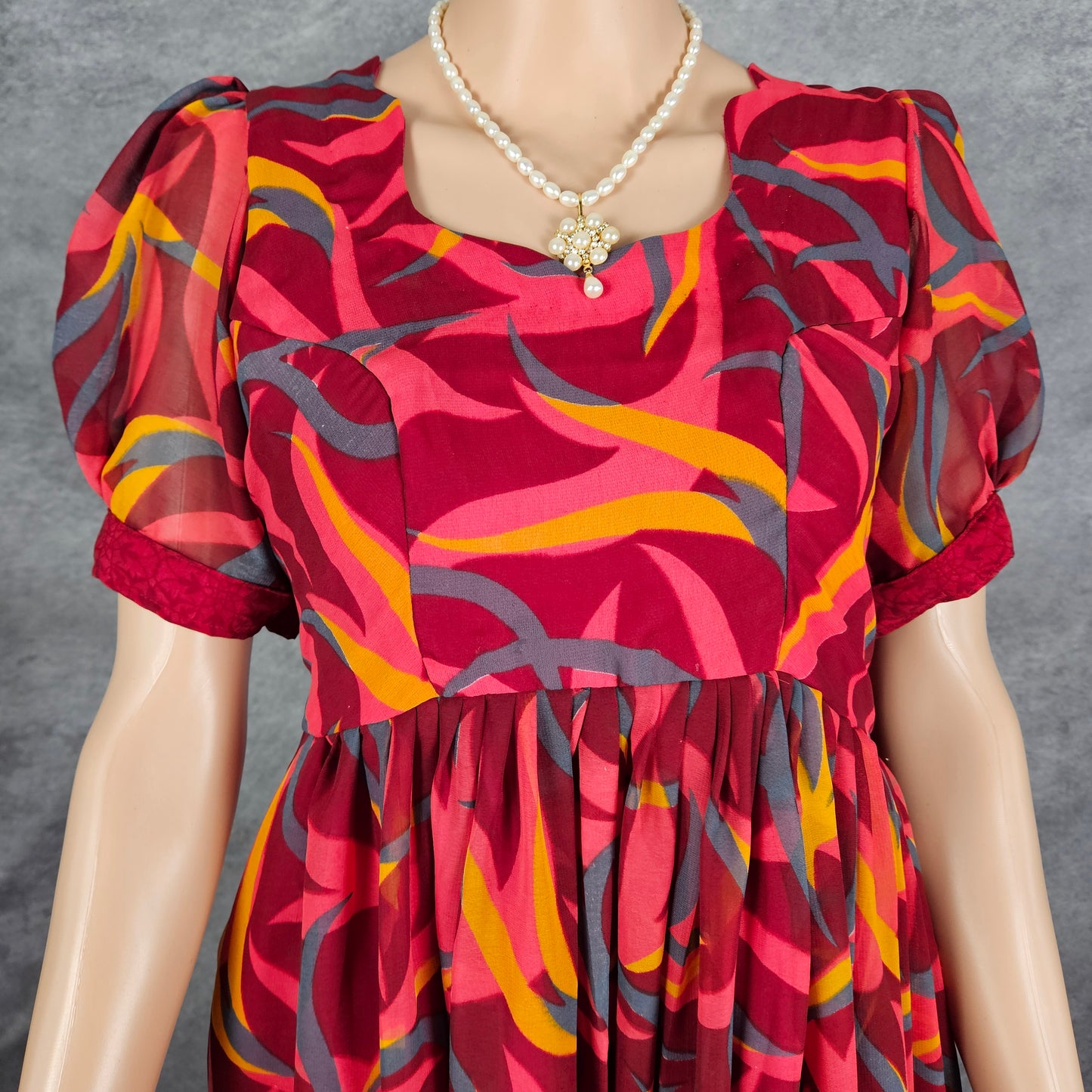 Clustered Pink Georgette Frock