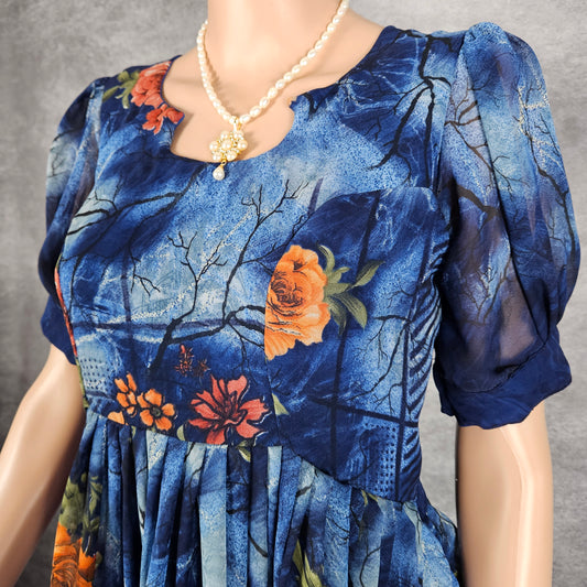 Hallow Blue Georgette Frock