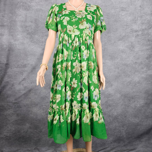 Daffodil Green Georgette Frock